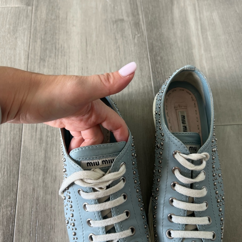 Miu Miu Blue Leather Studded sneakers size 36 - Picture 8 of 14